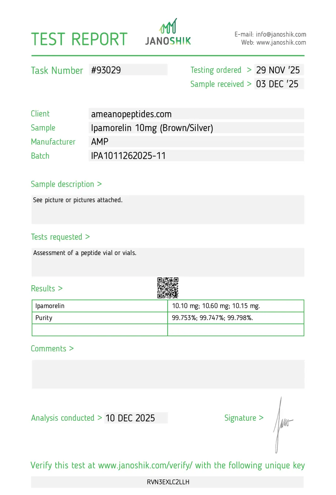 Ipamorelin 10mg – Research Use Only | Ameano Peptides