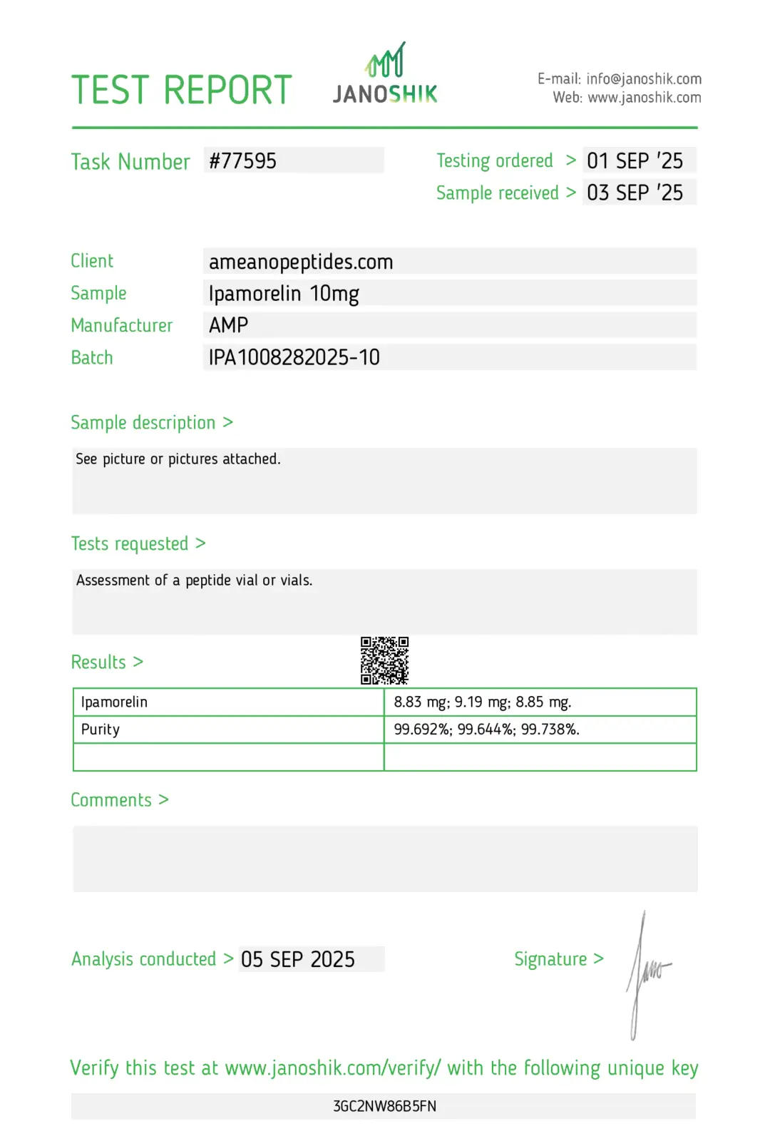 Ipamorelin 10mg – Research Use Only | Ameano Peptides