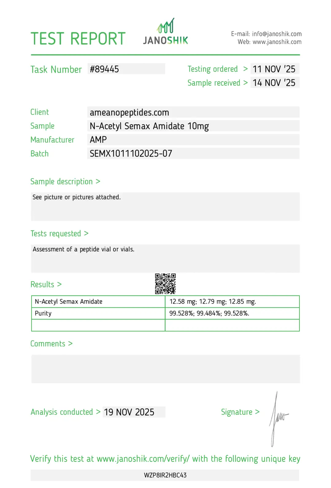N-Acetyl Semax Amidate 10 mg Research Peptide | Ameano Peptides
